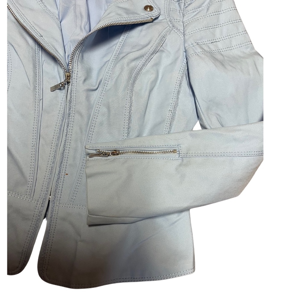 White House Black Market Blue Blazer Fitted Asymmetrical sz 4 Petite - Picture 9 of 9